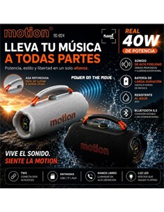 SAMI Altavoz Portatil Bluetooth MOTION RS-9124 Negro 40W Usb,Micro Sd,TWS,Luz Led