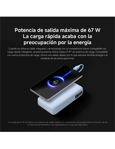 XIAOMI Bateria Externa Portatil 20000mAh Azul 67W Cable Integrado PB2067