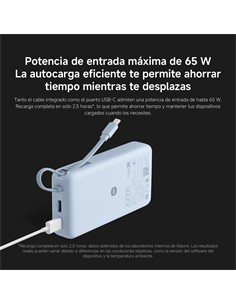 XIAOMI Bateria Externa Portatil 20000mAh Azul 67W Cable Integrado PB2067