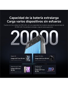 XIAOMI Bateria Externa Portatil 20000mAh Azul 67W Cable Integrado PB2067
