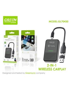 GREEN LYCA Carplay Inalambrico 2 En 1 Para Android/IOS Apple GL70430