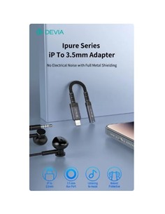DEVIA Adaptador Lightning/M a Mini Jack/H Negro Solo Audio