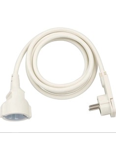 BRENNENSTUHL Cable Alargador Corriente 2mtrs Blanco H05VV-F Con Clavija Plana Acodada para Pared