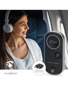 NEDIS Receptor Bluetooth Transmisor/Receptor +Adaptador Para Avion BTTC2500BK