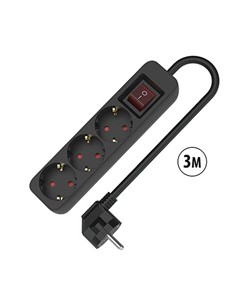 TM ELECTRON Regleta 3 Enchufes Con Interruptor 3Mtrs TMUAD533SBK Negro
