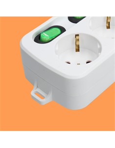 TM ELECTRON Regleta 3 Enchufes Con Interruptor Individual 1.5Mtrs Cable TMUAD533 Blanco