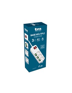 TM ELECTRON Regleta 3 Enchufes Con Interruptor Individual 1.5Mtrs Cable TMUAD533 Blanco