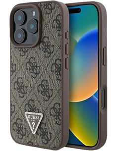 GUESS Funda Para Iphone 16 Pro Max Marron Logo