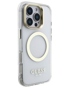 GUESS CARCASA MAGSAFE SOPORTE CAMARA IPHONE 15 PRO DORADO 1