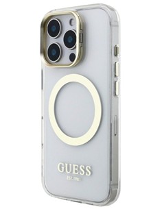 GUESS CARCASA MAGSAFE SOPORTE CAMARA IPHONE 15 PRO DORADO 2