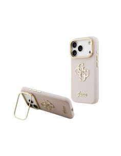 GUESS Funda IPHONE 17 Pro Max Trasera Rigida Grained Rosa Logo Soporte Camara