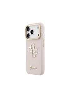 GUESS Funda IPHONE 17 Pro Max Trasera Rigida Grained Rosa Logo Soporte Camara