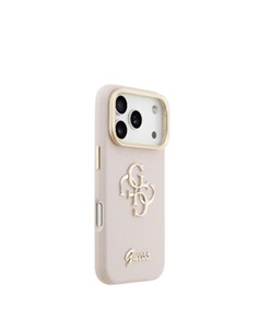 GUESS Funda IPHONE 17 Pro Max Trasera Rigida Grained Rosa Logo Soporte Camara