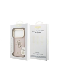 GUESS Funda IPHONE 17 Pro Max Trasera Rigida Grained Rosa Logo Soporte Camara