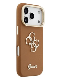 GUESS CARCASA GRAINED 4G SOPORTE CAMARA IPHONE 17 PRO MAX MARRON 2