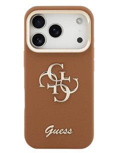 GUESS CARCASA GRAINED 4G SOPORTE CAMARA IPHONE 17 PRO MAX MARRON 3