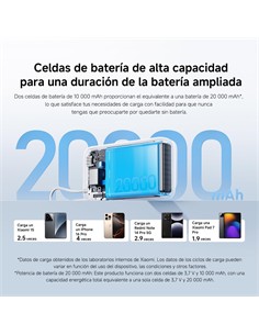 XIAOMI Bateria Portatil Externa 20000mAh Gris Claro Cable Tipo C Integrado PB2020MI