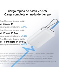 XIAOMI Bateria Portatil Externa 20000mAh Gris Claro Cable Tipo C Integrado PB2020MI