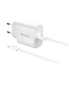 DEVIA Cargador TIpo C +Cable Datos TIpo C a Lightning 30W Blanco