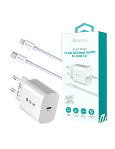 DEVIA Cargador TIpo C +Cable Datos TIpo C a Lightning 30W Blanco