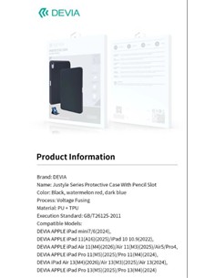 DEVIA Funda Ipad Air 11 M4 2026/Air 11 M3 2025/ Air5/ Pro4 Azul Oscuro