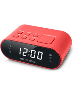 MUSE Radio Reloj Despertador Digital M-10 Rojo Dual Alarma Con Alimentador
