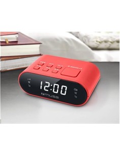 MUSE Radio Reloj Despertador Digital M-10 Rojo Dual Alarma Con Alimentador