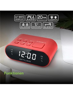 MUSE Radio Reloj Despertador Digital M-10 Rojo Dual Alarma Con Alimentador