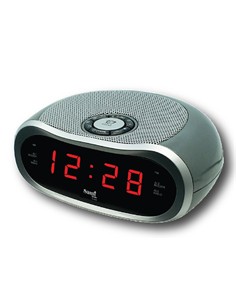 SAMI Radio Reloj Despertador Digital RS-4539 Plata Dual Alarma, Entrada Auricular Con Alimentador