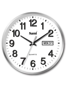 SAMI Reloj de Pared Analogico RSP-11641 Aluminio Silencioso Con Calendario