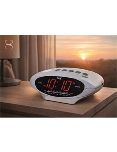 SAMI Radio Reloj Despertador RS-4737 Funcion Sleep Aux In Lampara Con Alimentador Plata
