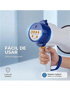 NEDIS Megafono 25W Con Micro/ Sirena/Grabacion/Bluetooth Negro/Blanco MEPH250WT