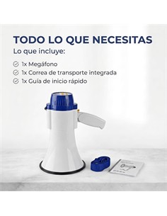 NEDIS Megafono 25W Con Micro/ Sirena/Grabacion/Bluetooth Negro/Blanco MEPH250WT