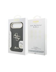 GUESS Funda IPHONE 17 Air Trasera Rigida Grained Negra Logo Con Soporte Camara