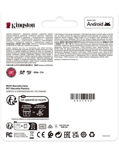KINGSTON Tarjeta Memoria Micro SDXC 256Gb Con Adaptador  150Mb/s V10 A1 Clase 10