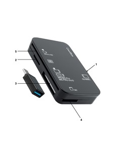 COOLBOX  Lector de Tarjeta Multiple Dni,Sd,Micro Sd,MS,M2 Adaptador Tipo C A Usb-A COO-CRE-4AC