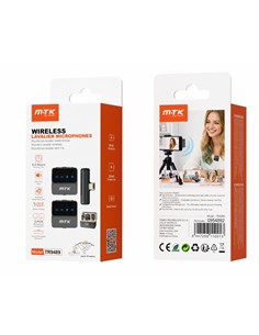 MTK  Microfono Inalambrico DUO Lavalier De Solapa  Adaptador Tipo C y Lightning  TR9489