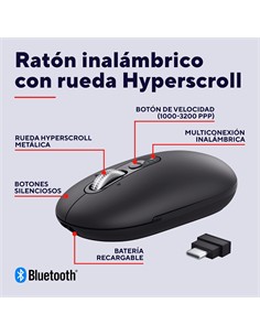 TRUST Raton Inalambrico Bluetooth SERON HYPERSCROLL Negro Silencioso Recargable 26018