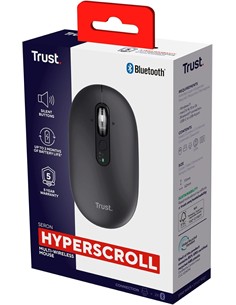 TRUST Raton Inalambrico Bluetooth SERON HYPERSCROLL Negro Silencioso Recargable 26018