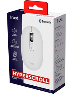 TRUST Raton Inalambrico Bluetooth SERON HYPERSCROLL Blanco Silencioso Recargable 26019