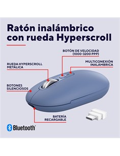 TRUST Raton Inalambrico Bluetooth SERON HYPERSCROLL Azul Silencioso Recargable 26019