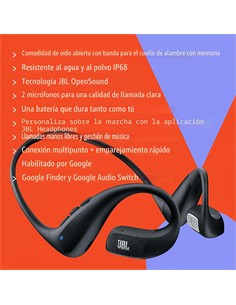 JBL Auricular Bluetooth Conduccion de Aire ENDURANCE PACE Negro/Lima Con Sujecion 10H,