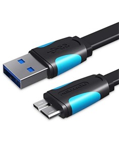 VENTION Cable Datos Usb A Micro Usb Plano 1Mtr Negro 2A/5Gbps