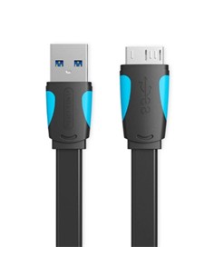 VENTION Cable Datos Usb A Micro Usb Plano 1Mtr Negro 2A/5Gbps