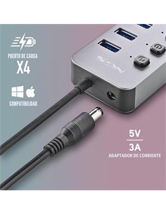 NGS Hub Usb 8 Puertos 3.0 5Gbps Con Interruptor y Alimentacion IHUB