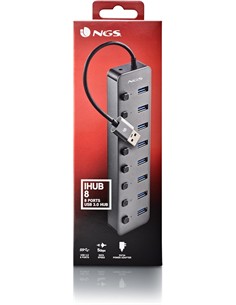NGS Hub Usb 8 Puertos 3.0 5Gbps Con Interruptor y Alimentacion IHUB