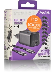 NGS Cargador Para Portatil HP Tipo C 65W Con 6 Clavijas