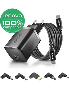 NGS Cargador Para Portatil LENOVO  Tipo C BUD 65W -L Con 5 Clavijas