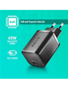 NGS Cargador Para Portatil LENOVO  Tipo C BUD 65W -L Con 5 Clavijas