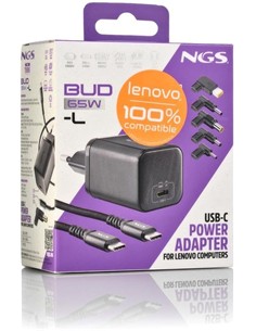 NGS Cargador Para Portatil LENOVO  Tipo C BUD 65W -L Con 5 Clavijas